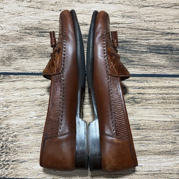 Mezlan Tassel Loafers Mens 10.5 Brown Genuine Lizard Exotic Leather Spain Shoes main image 4